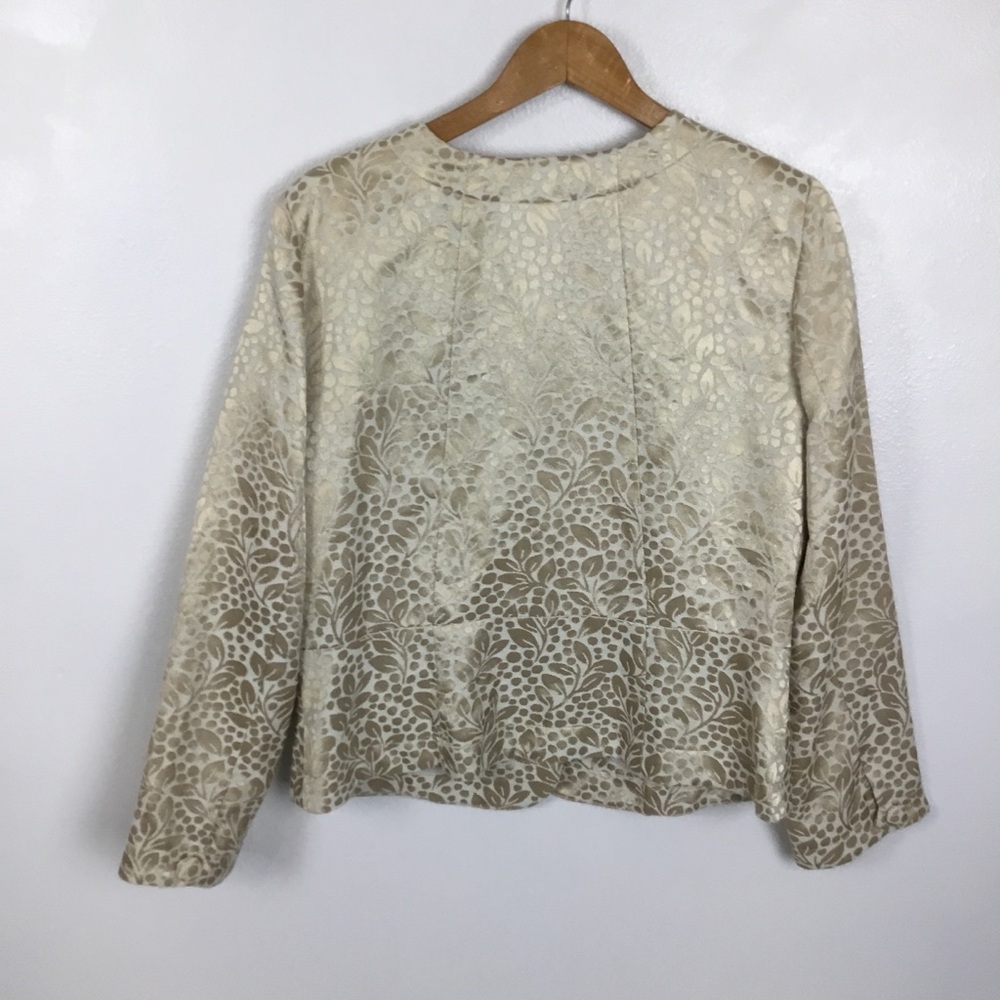 BOB MACKIE Creamy Gold Botanic Polka Dots Print Peplum Jacket Size 14 - Picture 5 of 12